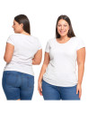 T-shirt damski z okrągłym dekoltem plus size BIAŁY