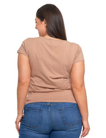 Koszulki i topy - T-shirt damski z okrągłym dekoltem plus size MOKKA - produkt 31