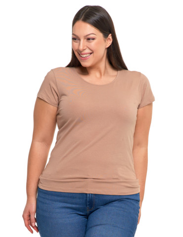 Koszulki i topy - T-shirt damski z okrągłym dekoltem plus size MOKKA - produkt 16