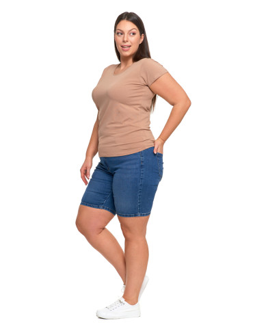 Koszulki i topy - T-shirt damski z okrągłym dekoltem plus size MOKKA - produkt 89
