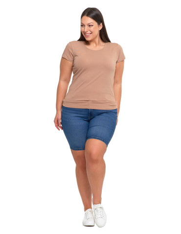 Koszulki i topy - T-shirt damski z okrągłym dekoltem plus size MOKKA - produkt 69