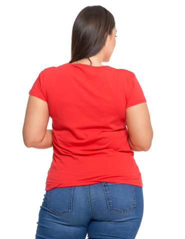 Koszulki i topy - T-shirt damski z okrągłym dekoltem plus size MOKKA - produkt 35