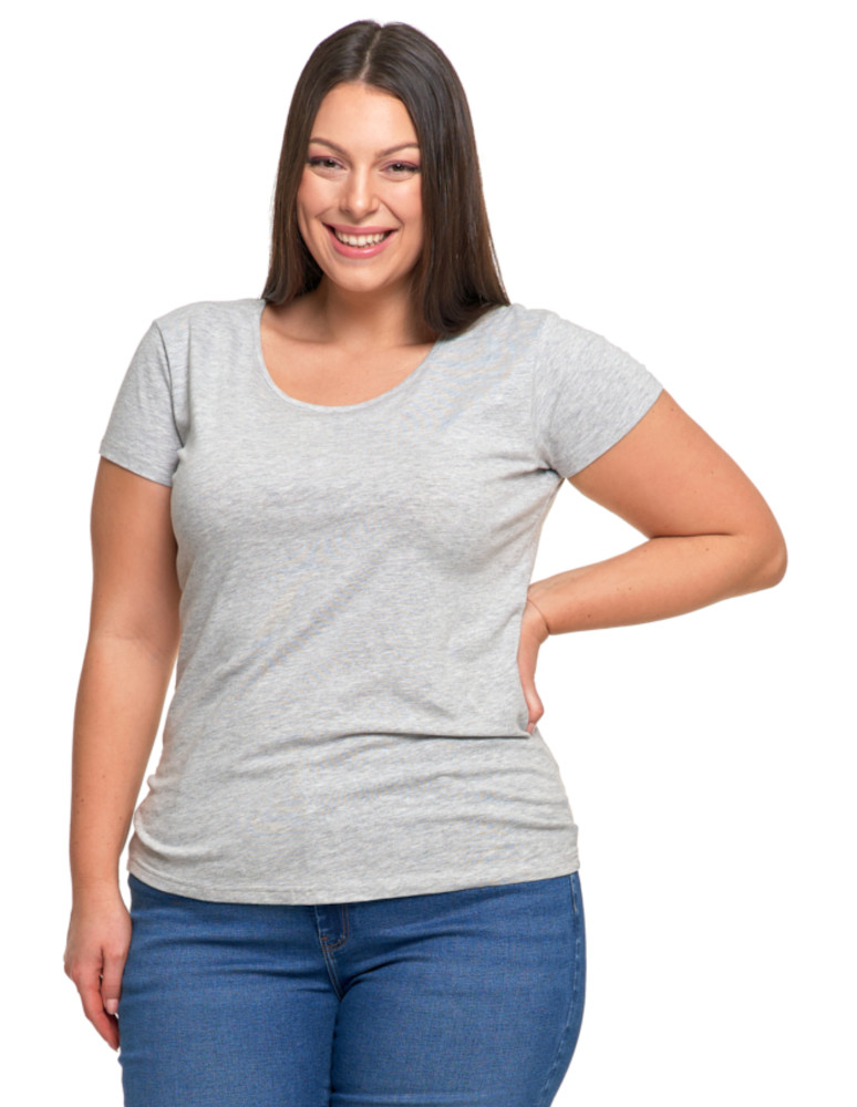 Koszulki i topy - T-shirt damski z okrągłym dekoltem plus size SZARY - produkt moraj.pl 8
