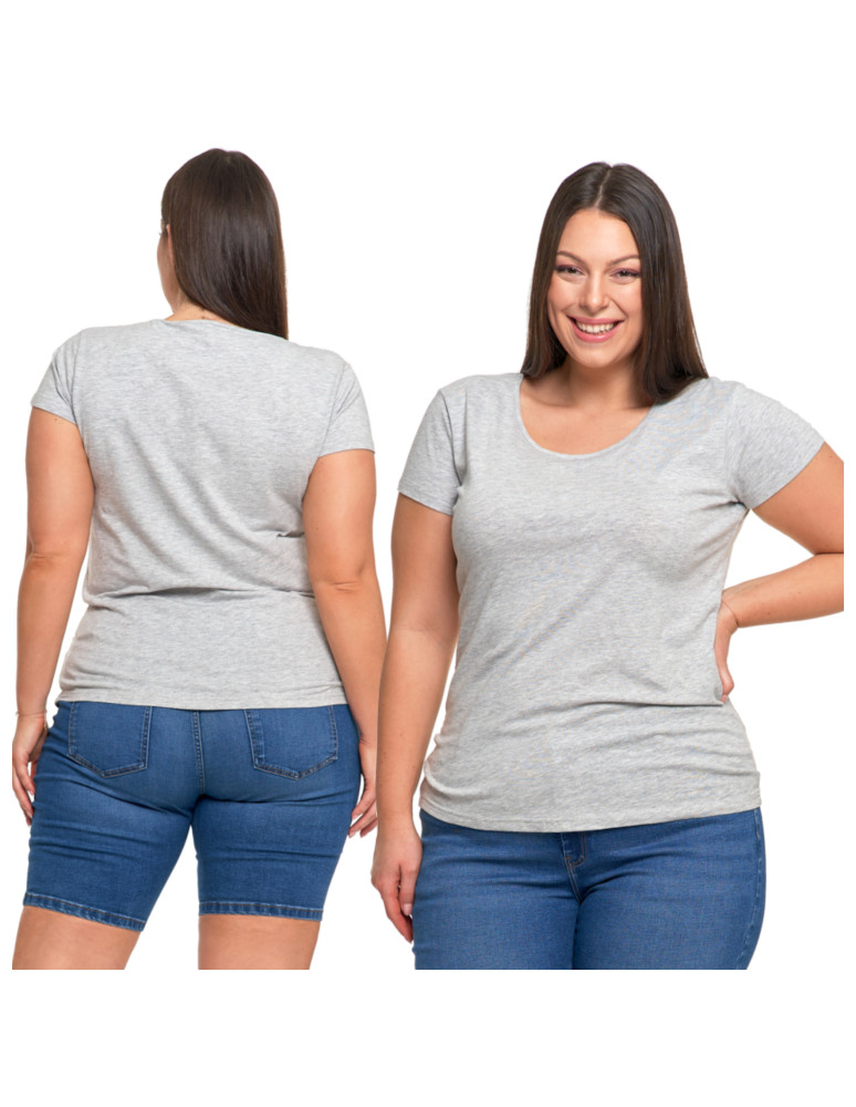 Koszulki i topy - T-shirt damski z okrągłym dekoltem plus size SZARY - produkt moraj.pl 2