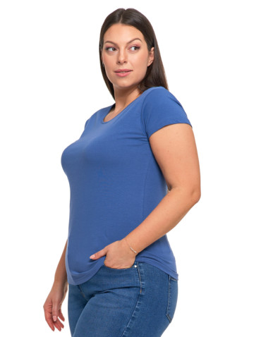 Koszulki i topy - T-shirt damski z okrągłym dekoltem plus size MOKKA - produkt 44