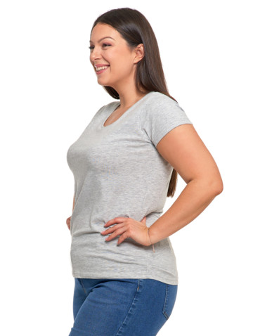 Koszulki i topy - T-shirt damski z okrągłym dekoltem plus size SZARY - produkt 7