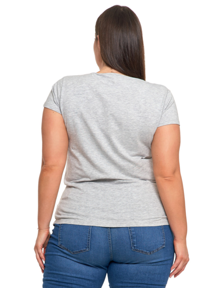 Koszulki i topy - T-shirt damski z okrągłym dekoltem plus size SZARY - produkt moraj.pl 6