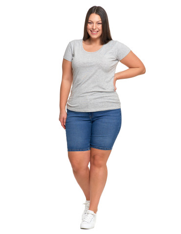 Koszulki i topy - T-shirt damski z okrągłym dekoltem plus size SZARY - produkt 9