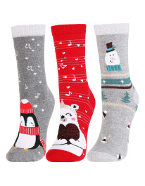 Skarpety damskie długie w zimowe wzory 3-pak