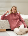Bluza damska dresowa bawełniana luźna ocieplana RÓŻOWY