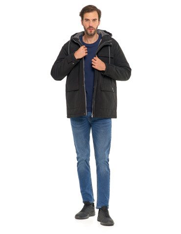 Odzież wierzchnia - Kurtka zimowa męska z kieszeniami cargo CZARNY - produkt 13