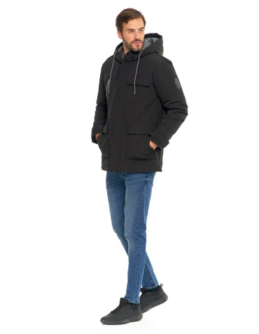 Odzież wierzchnia - Kurtka zimowa męska z kieszeniami cargo CZARNY - produkt 16