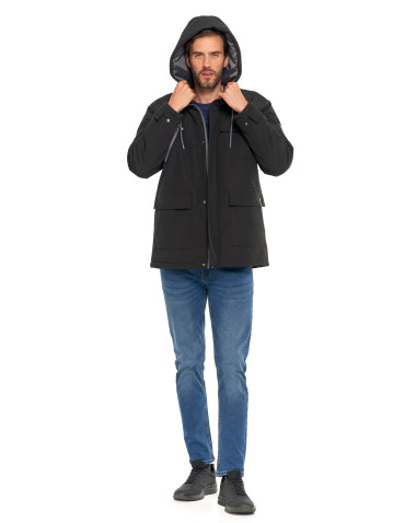 Odzież wierzchnia - Kurtka zimowa męska z kieszeniami cargo CZARNY - produkt 14