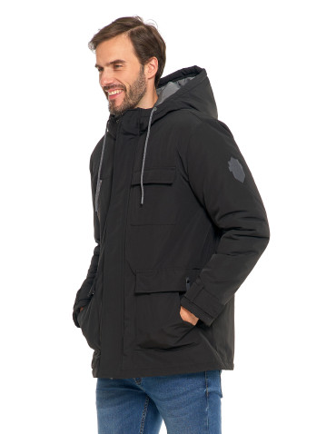 Odzież wierzchnia - Kurtka zimowa męska z kieszeniami cargo CZARNY - produkt 12
