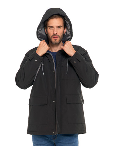 Odzież wierzchnia - Kurtka zimowa męska z kieszeniami cargo CZARNY - produkt 9
