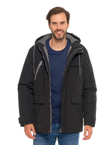 Odzież wierzchnia - Kurtka zimowa męska z kieszeniami cargo CZARNY - produkt 5