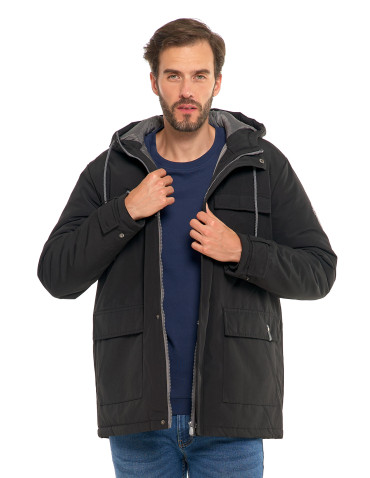 Odzież wierzchnia - Kurtka zimowa męska z kieszeniami cargo CZARNY - produkt 7