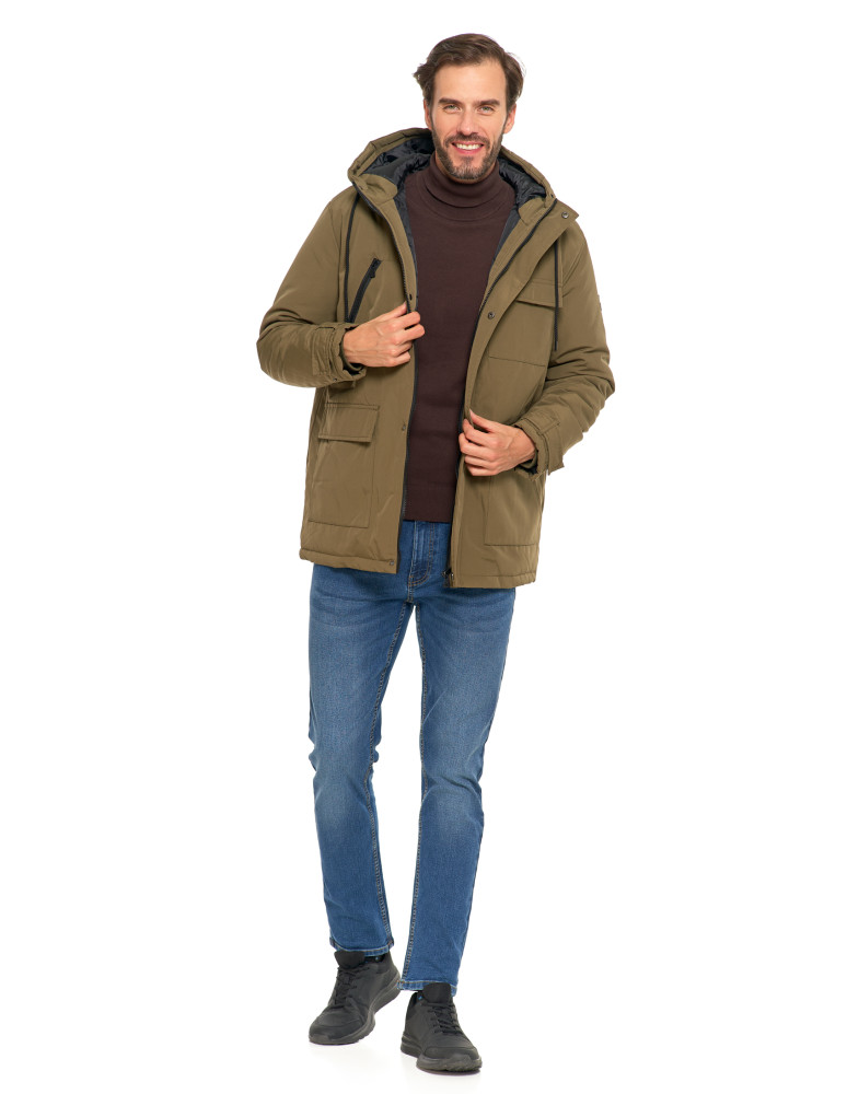 Odzież wierzchnia - Kurtka zimowa męska z kieszeniami cargo KHAKI - produkt moraj.pl 10