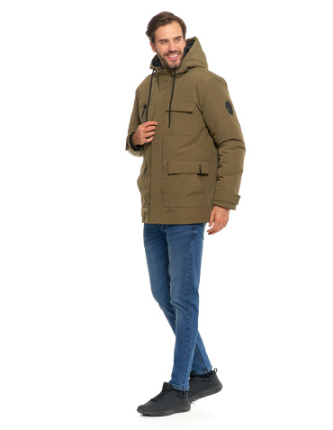 Odzież wierzchnia - Kurtka zimowa męska z kieszeniami cargo KHAKI - produkt 14