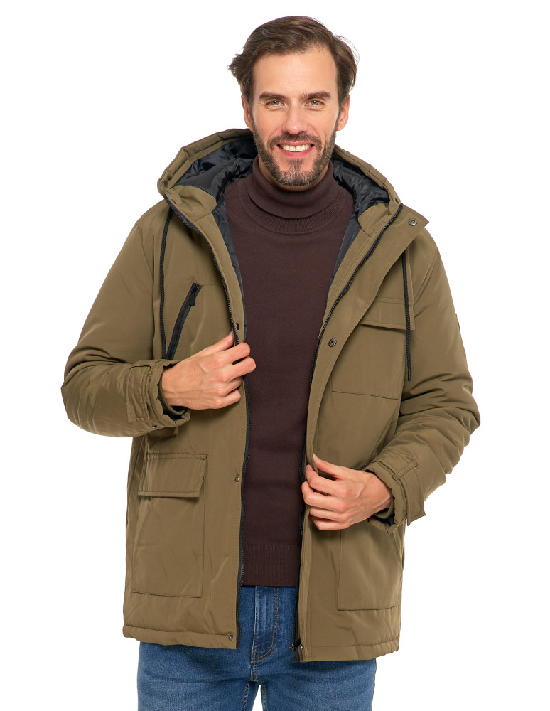 Odzież wierzchnia - Kurtka zimowa męska z kieszeniami cargo KHAKI - produkt moraj.pl 6