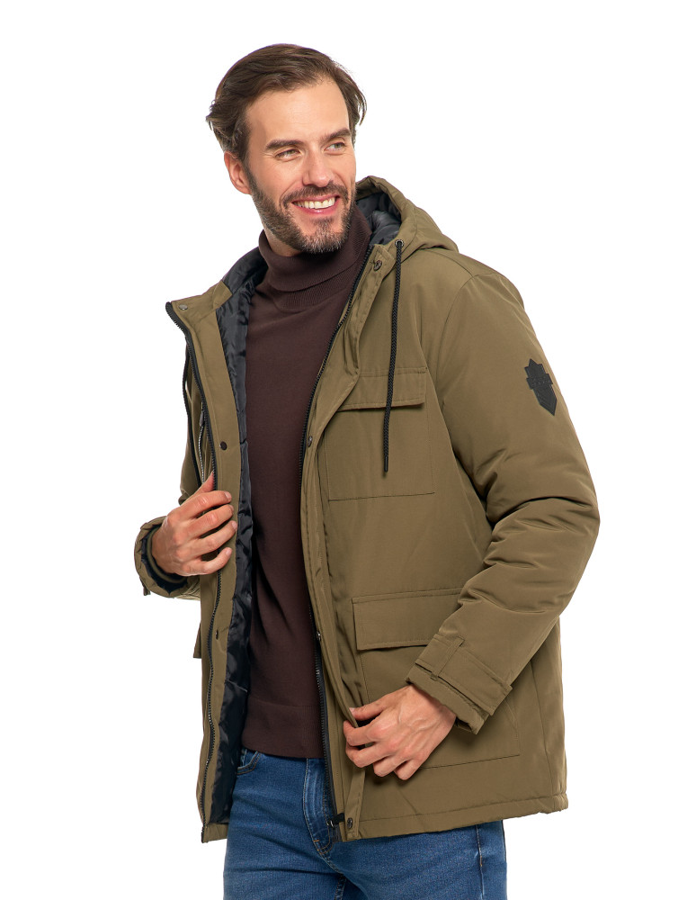 Odzież wierzchnia - Kurtka zimowa męska z kieszeniami cargo KHAKI - produkt moraj.pl 5