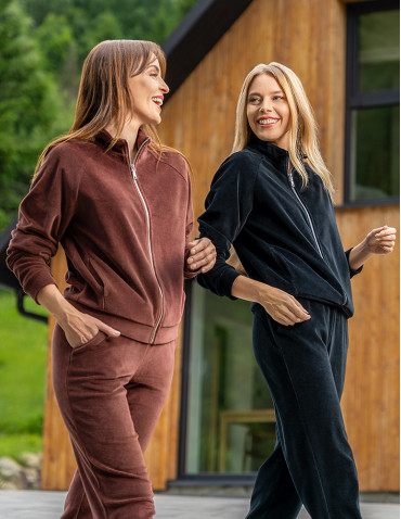Bluza damska welurowa na zamek z bawełny
