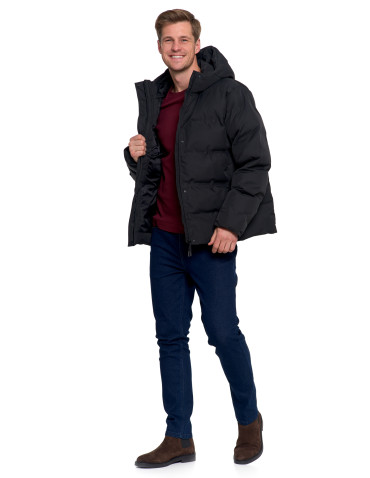 Odzież wierzchnia - Męska kurtka puchowa boxy z kapturem CZARNY - produkt 11
