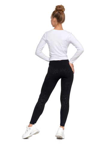 Legginsy - Damskie legginsy ocieplane z szeroką gumą w pasie CZARNY - produkt 7