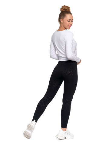 Legginsy - Damskie legginsy ocieplane z szeroką gumą w pasie CZARNY - produkt 8