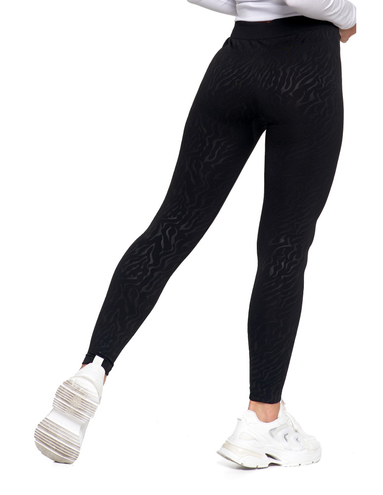 Legginsy - Damskie legginsy ocieplane z szeroką gumą w pasie CZARNY - produkt moraj.pl 10