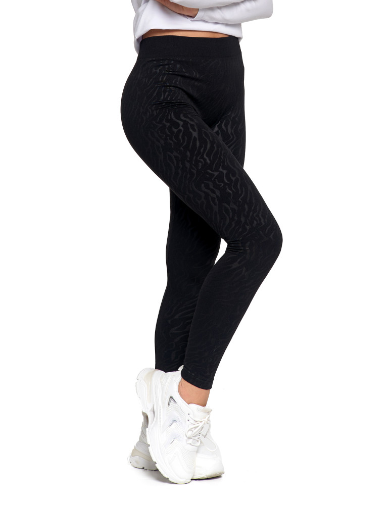 Legginsy - Damskie legginsy ocieplane z szeroką gumą w pasie CZARNY - produkt moraj.pl 12