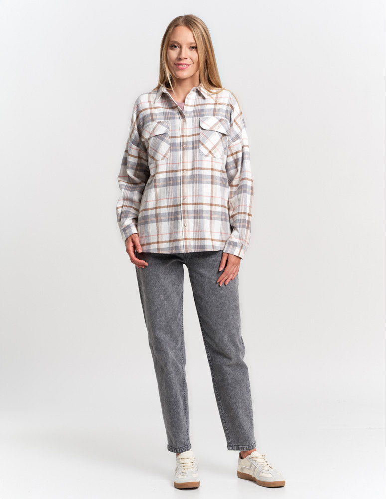 Bluzki i koszule - Koszula damska flanelowa w kratkę bawełniana WZÓR 2  - produkt moraj.pl 11