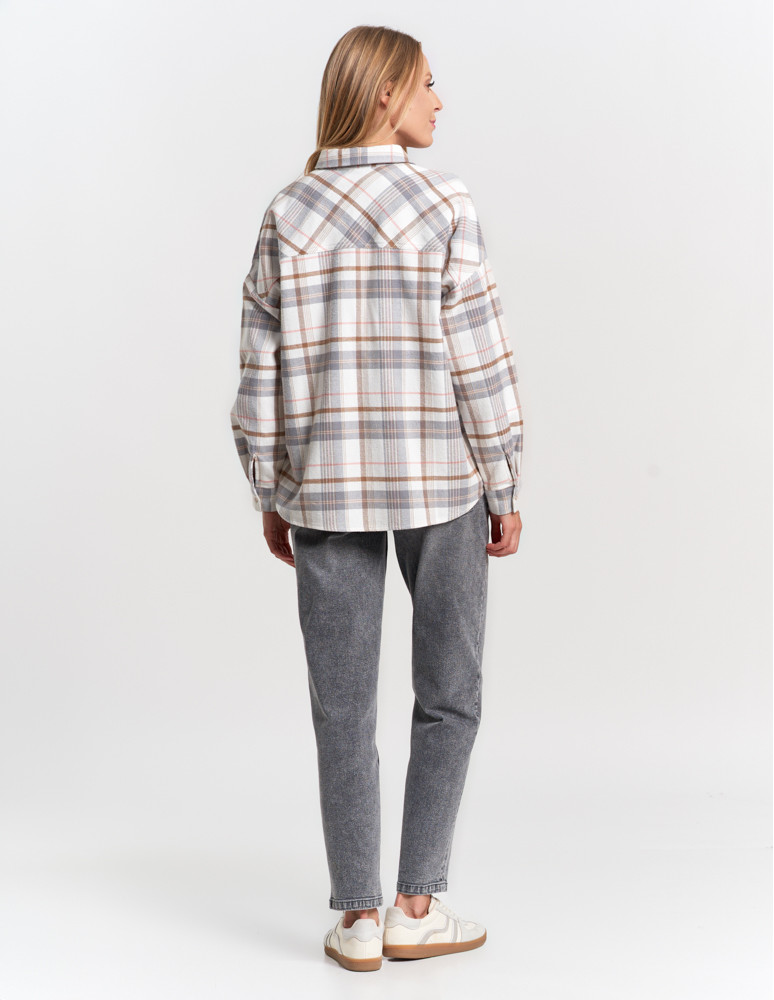 Bluzki i koszule - Koszula damska flanelowa w kratkę bawełniana WZÓR 2  - produkt moraj.pl 14