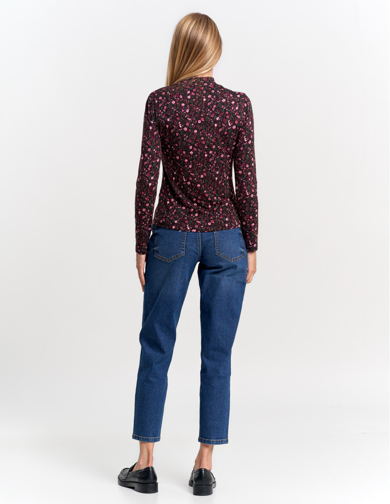 Bluzki i koszule - Damska bluzka z długim rękawem i stójką z wiskozy FIOLETOWY - produkt moraj.pl 10