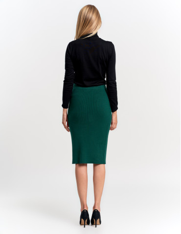 Spódnice - Spódnica damska midi w prążek ołówkowa ZIELONY - produkt 3