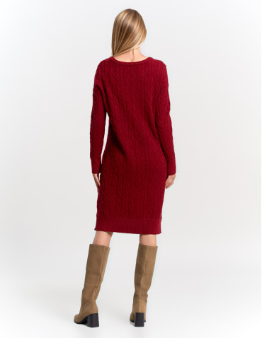 Sukienki - Sukienka swetrowa damska z warkoczowym splotem CZERWONY - produkt 7