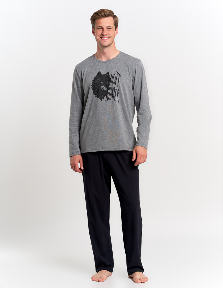Długi rękaw - Piżama męska długi rękaw i spodnie z nadrukiem GRAFIT - produkt moraj.pl 8