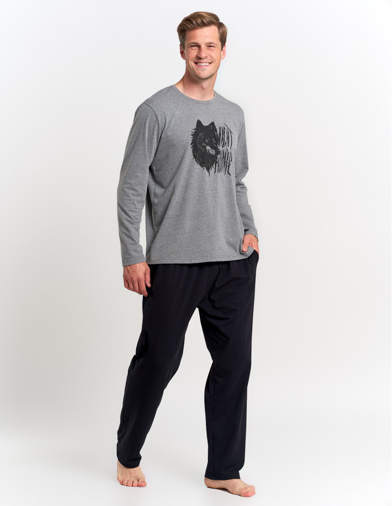Długi rękaw - Piżama męska długi rękaw i spodnie z nadrukiem GRAFIT - produkt moraj.pl 9