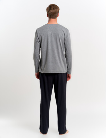 Długi rękaw - Piżama męska długi rękaw i spodnie z nadrukiem GRAFIT - produkt 10