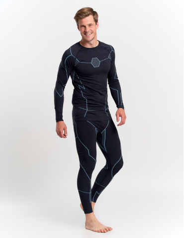 Bielizna termoaktywna - Bluzka termoaktywna męska z długim rękawem i jonami srebra NIEBIESKI - produkt 8