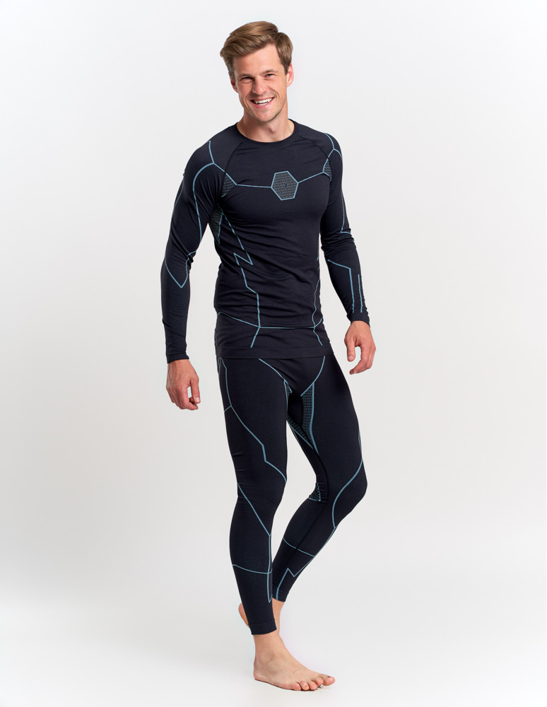 Bielizna termoaktywna - Bluzka termoaktywna męska z długim rękawem i jonami srebra NIEBIESKI - produkt moraj.pl 8