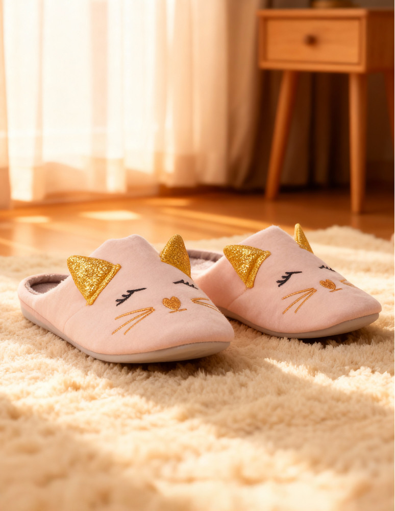 Kapcie i bambosze - Wkładane kapcie damskie RÓŻOWY  - produkt moraj.pl 3