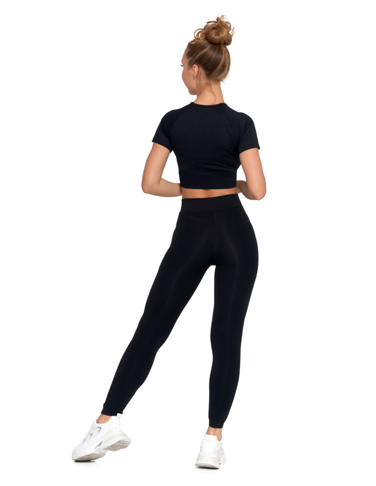 LEGGINSY - Damskie legginsy ocieplane z futerkiem i wysokim stanem CZARNY - produkt moraj.pl 5