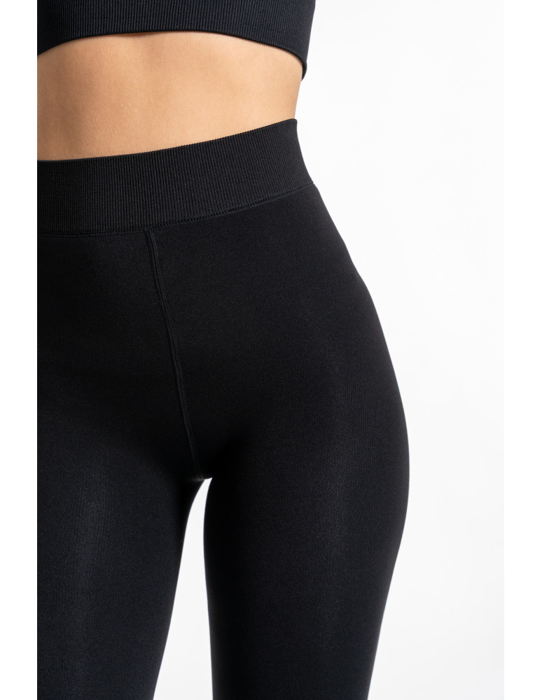 LEGGINSY - Damskie legginsy ocieplane z futerkiem i wysokim stanem CZARNY - produkt moraj.pl 2