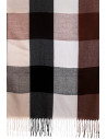 Szal damski w kratę wykończony frędzlami BRĄZOWY