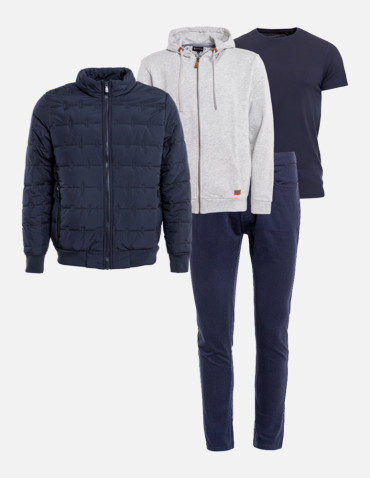 Bluzy - Męska bluza ocieplana na zamek z kapturem JASNY SZARY - produkt 3