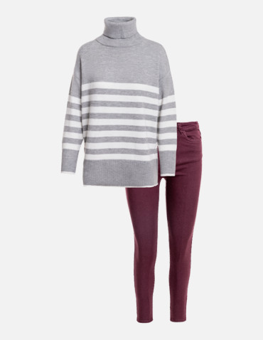 Spodnie - Spodnie damskie skinny elastyczne FIOLETOWY - produkt 3