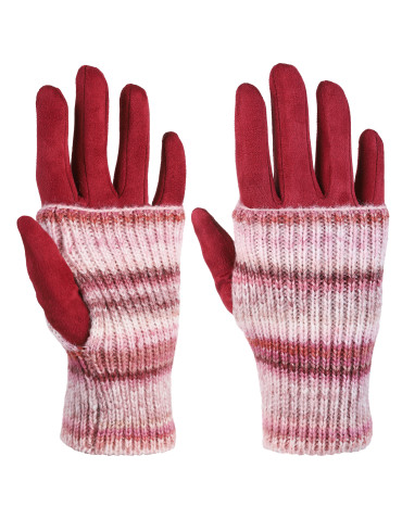 Rękawiczki - Rękawiczki damskie 2w1 z zamszowym wnętrzem BORDOWY - produkt 1