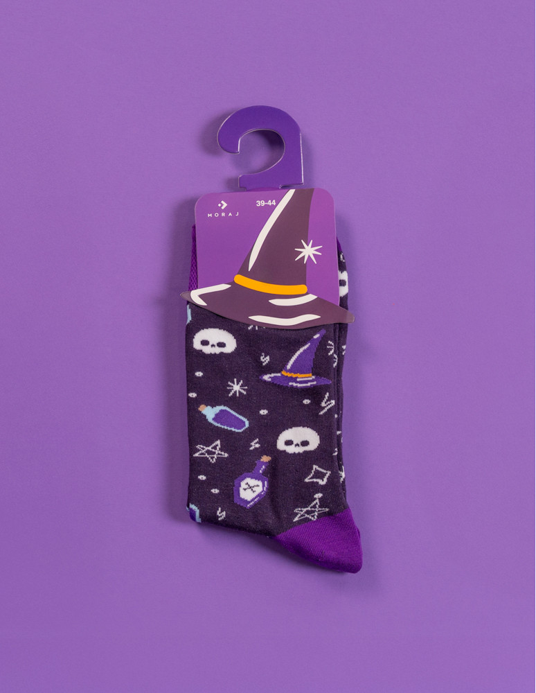 Długie - Skarpety męskie długie z motywem halloweenowym FIOLETOWY - produkt moraj.pl 2