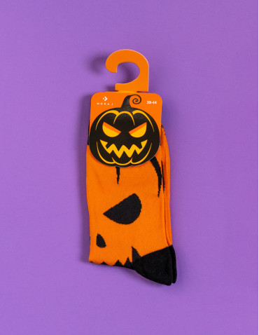 Długie - Skarpetki męskie długie halloween POMARAŃCZOWY - produkt 3